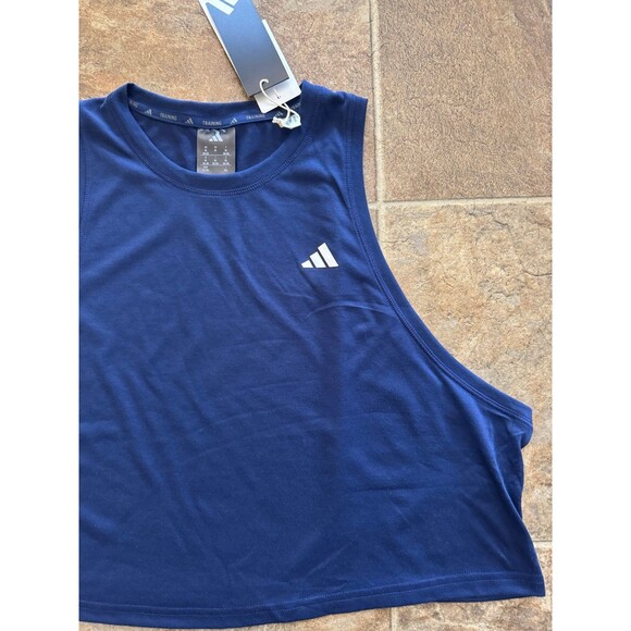 Adidas Essentials Boxy Workout Tank Top Dark Blue Size XL - Picture 4 of 9